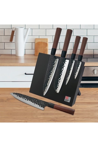 $Bloc magnétique de 5 couteaux de cuisine Samouraï