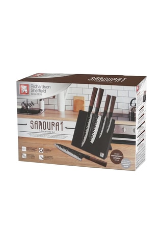 $Bloc magnétique de 5 couteaux de cuisine Samouraï