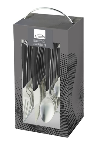 $Ménagère en acier inoxydable Solstice Noir - 24 pièces