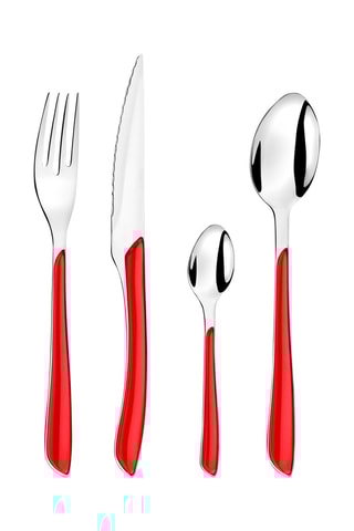 $Ménagère en acier inoxydable Solstice Rouge - 24 pièces