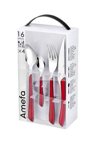 $Ménagère en acier inoxydable Solstice Rouge - 24 pièces