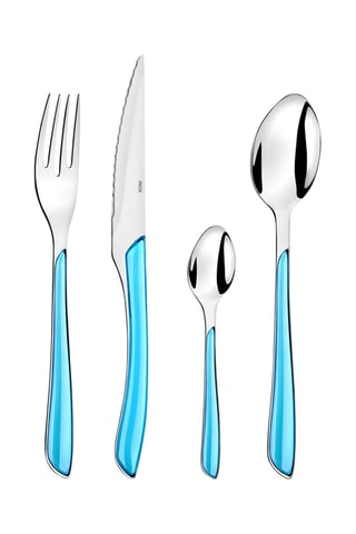 $Ménagère en acier inoxydable Solstice Turquoise - 24 pièces