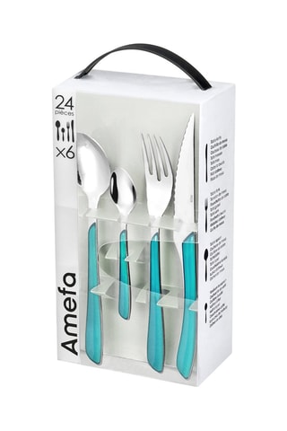 $Ménagère en acier inoxydable Solstice Turquoise - 24 pièces