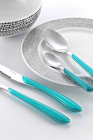 $Ménagère en acier inoxydable Solstice Turquoise - 24 pièces