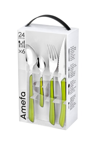 $Ménagère en acier inoxydable Solstice Vert Anis - 24 pièces