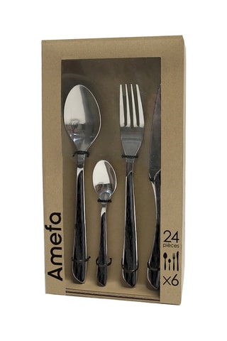 $Ménagère en acier inoxydable Solstice Bois Noir - 24 pièces