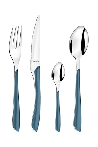 $Ménagère en acier inoxydable Solstice Bleu Denim - 24 pièces