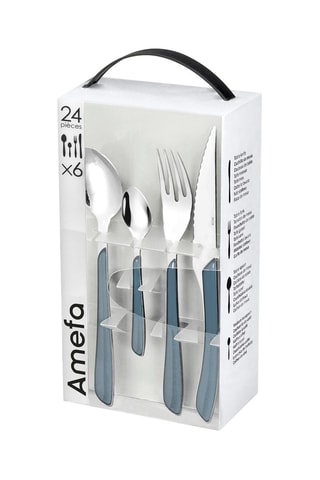 $Ménagère en acier inoxydable Solstice Bleu Denim - 24 pièces