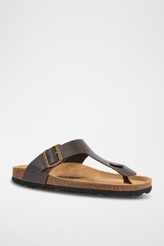 $Sandales en cuir - Marron foncé