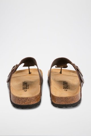 $Sandales en cuir - Marron foncé