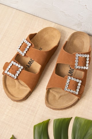 $Mules en nubuck - Camel