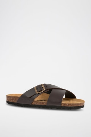 $Mules en cuir - Marron foncé