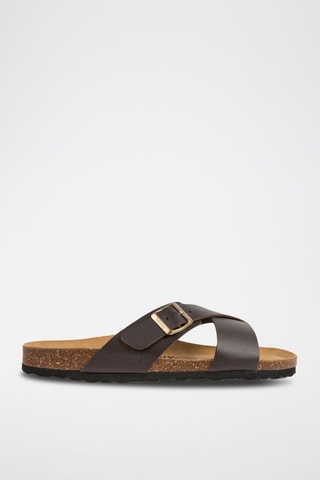 $Mules en cuir - Marron foncé