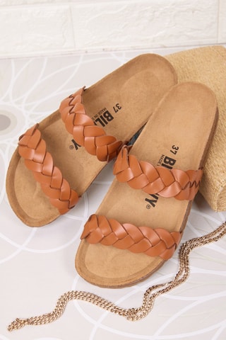 $Mules en cuir - Camel