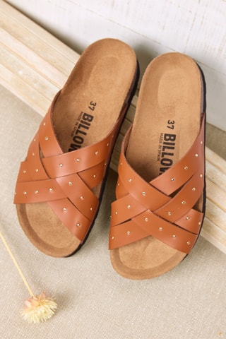$Mules en cuir - Camel