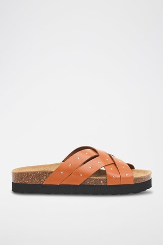 $Mules en cuir - Camel