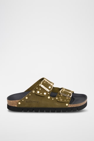 $Mules en cuir - Kaki