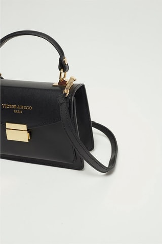 $Sac à main en cuir Leah - Noir