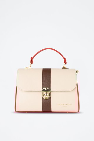 $Sac à main en cuir Giverny - Beige et rouge