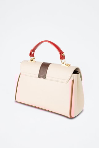$Sac à main en cuir Giverny - Beige et rouge