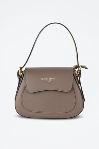 $Sac à main en cuir Laura - Taupe