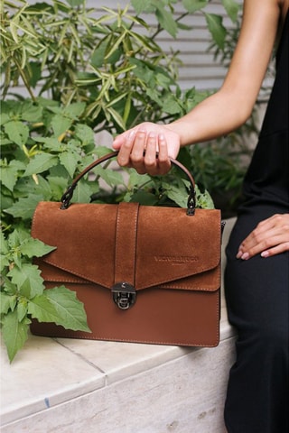 $Sac à main en cuir et nubuck Eric - Marron