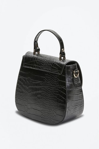 $Sac à main en cuir Mina Croco - Noir