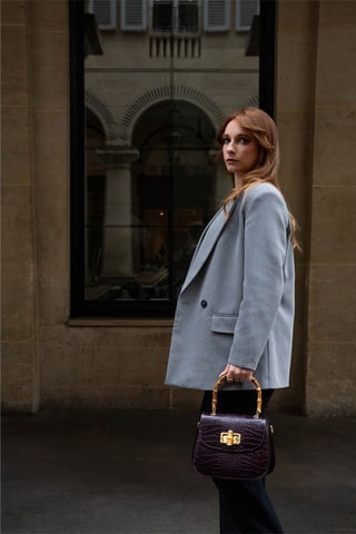 $Sac à main en cuir Elia Croco - Violet