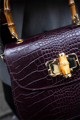 $Sac à main en cuir Elia Croco - Violet