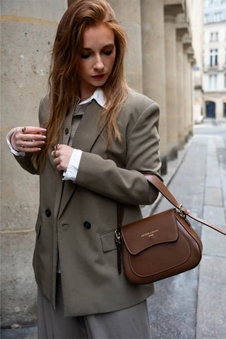 $Sac à main en cuir Laura - Marron