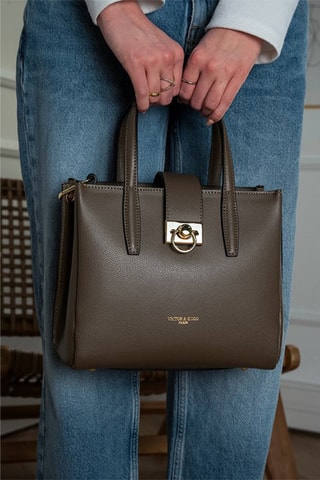 $Sac à main en cuir Frida - Taupe