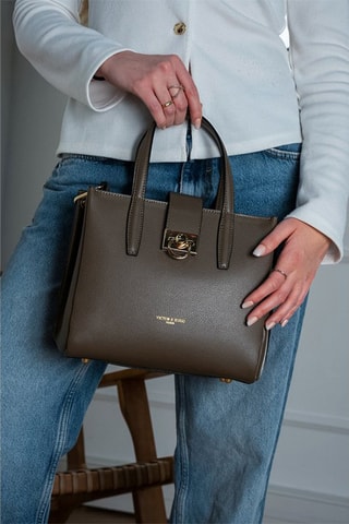 $Sac à main en cuir Frida - Taupe