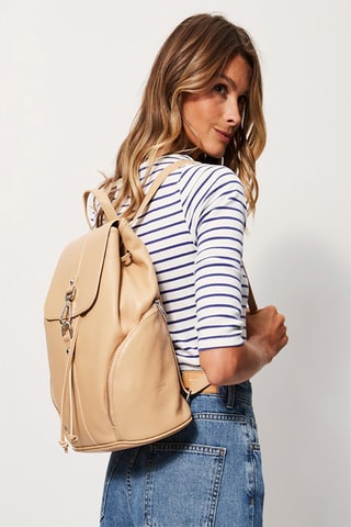 $Sac à dos en cuir Lauren - Beige