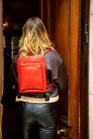 $Sac à dos en cuir Melania - Rouge