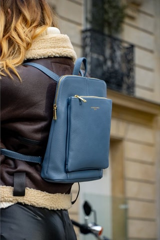$Sac à dos en cuir Melania - Bleu clair