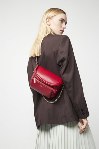 $Sac banane en cuir Aly  Rouge