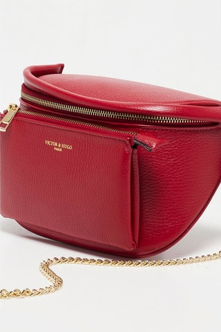 $Sac banane en cuir Aly  Rouge