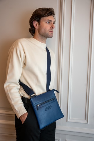 $Sac bandoulière en cuir Pierou - Bleu