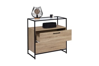 Commode Siena - Imitation bois et noir