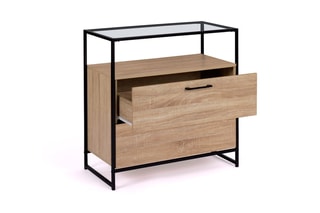 Commode Siena - Imitation bois et noir