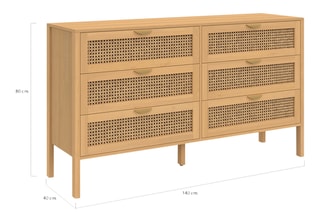 Commode 6 tiroirs Eve - 140 x 80 x 40 cm