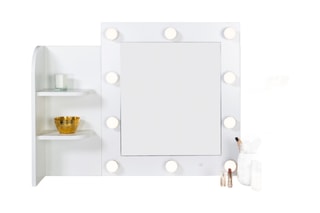 Coiffeuse 2 tiroirs et tabouret Zita - Blanc