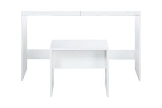 Coiffeuse 2 tiroirs et tabouret Zita - Blanc