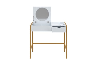 Coiffeuse et tabouret Glam - Blanc