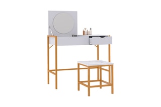 Coiffeuse et tabouret Glam - Blanc