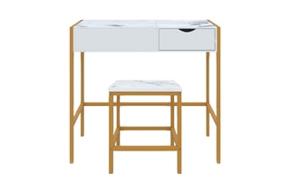 Coiffeuse et tabouret Glam - Blanc