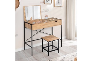 Coiffeuse et tabouret Alana - Blanc