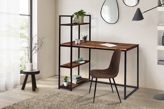 Bureau bibliothèque 2-en-1 Elize - Noir et imitation bois