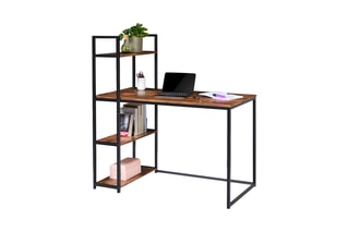 Bureau bibliothèque 2-en-1 Elize - Noir et imitation bois