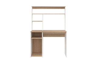 Bureau avec étagères de rangement Danny - Blanc et marron